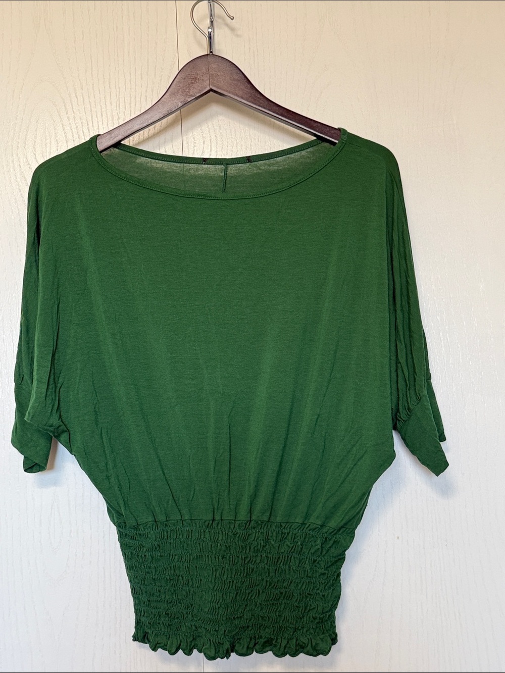 Women’s Green Smocked-Waist Top